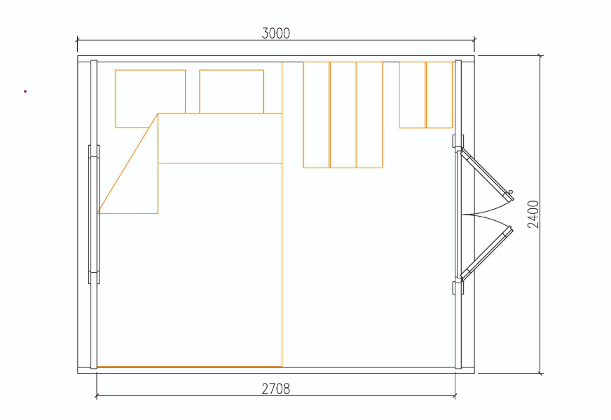 Plattegrond Camping Pod 2,4 x 3,0 m